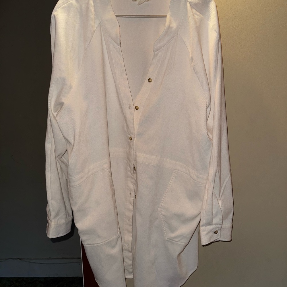 Perch by Blu Pepper Off-White long Button-Up Shirt